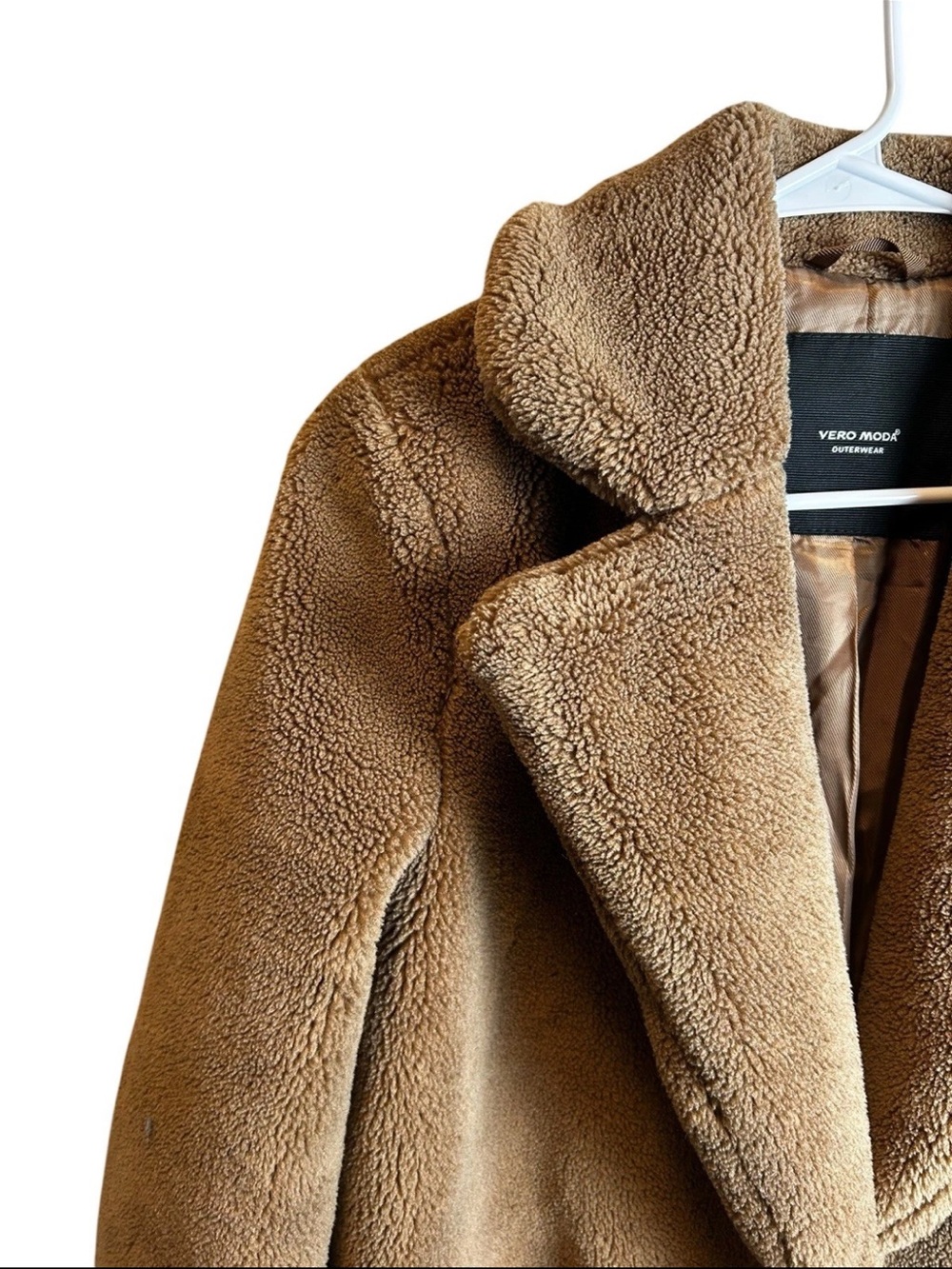 Vero Moda Women’s Brown Faux Fur Longline Teddy Coat Sherpa Size XS - Picture 2 of 6